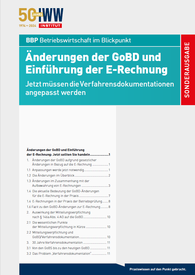 Die Sonderausgabe „Änderung der GoBD und Einführung der E-Rechnung